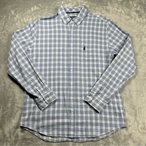 johnnie-O Men's Blue Plaid "Breaker" Button Down Shirt - Size Large